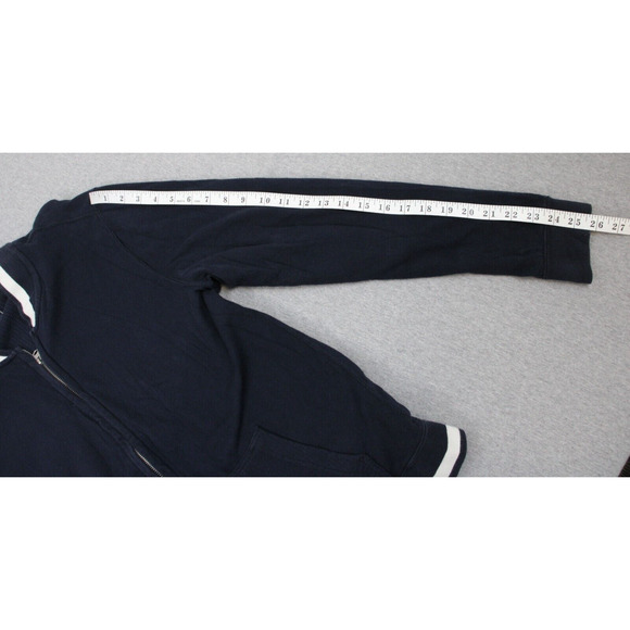 Abercrombie & Fitch Sweater Mens Size M Navy Blue Cotton Heavyweight Full Zip - Picture 7 of 7
